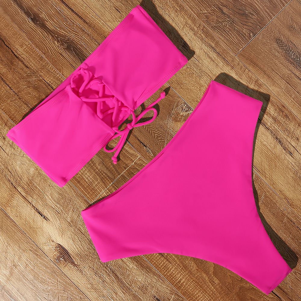 Leopard Bikini High Waist Swimsuit Women Bikini Push Up Bandeau Women Off Shoulder Beach Swimming Suit Brazilian Swimwear B4507RR KIP