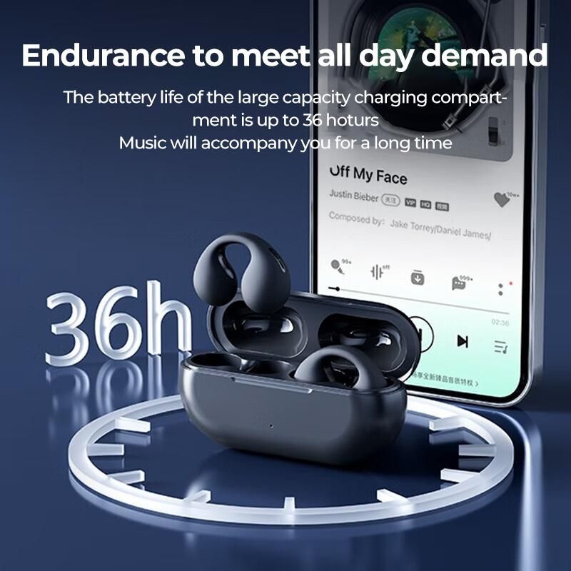 Clip-on black wireless stereo headphones bone conduction headphones