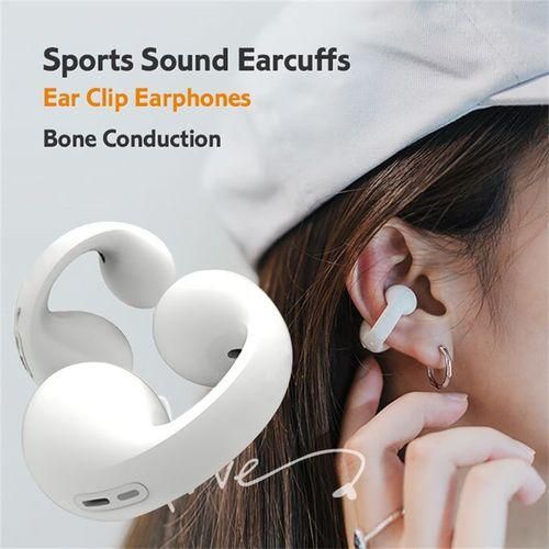 Clip-on white wireless noise-canceling headphones bone conduction headphones