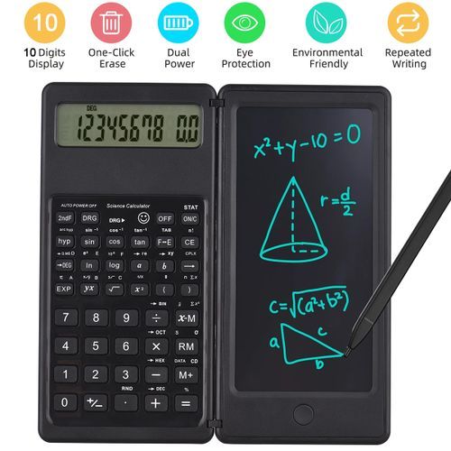 Portable 6.0 Inch Calculator Writing Tablet Smart LCD Graphics Handwriting Pad Board Drawing Tablet USB Rechargeable Foldable Black
