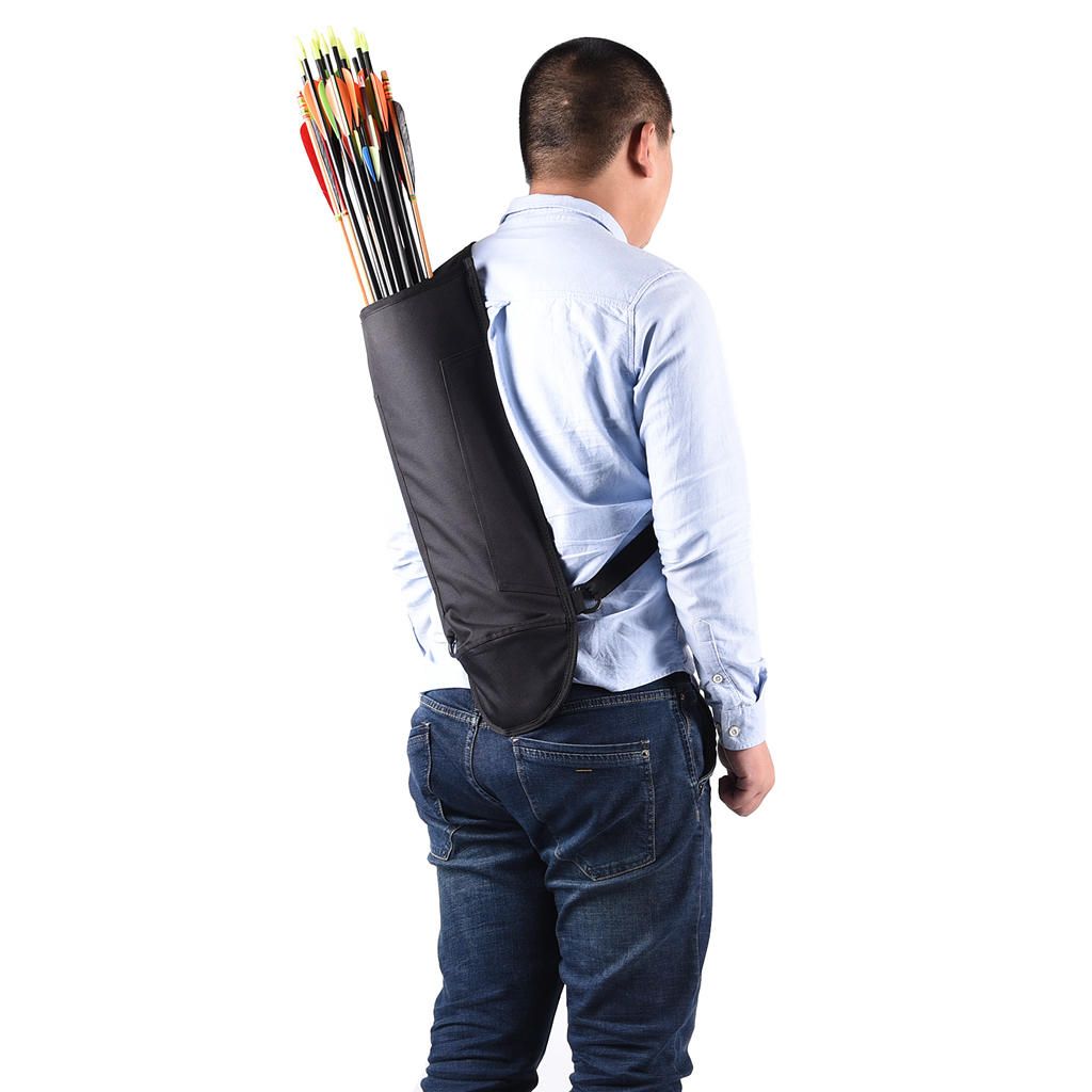 Black Archery Hunting Bow Arrow Back Quiver Holder Belt Bag, Black