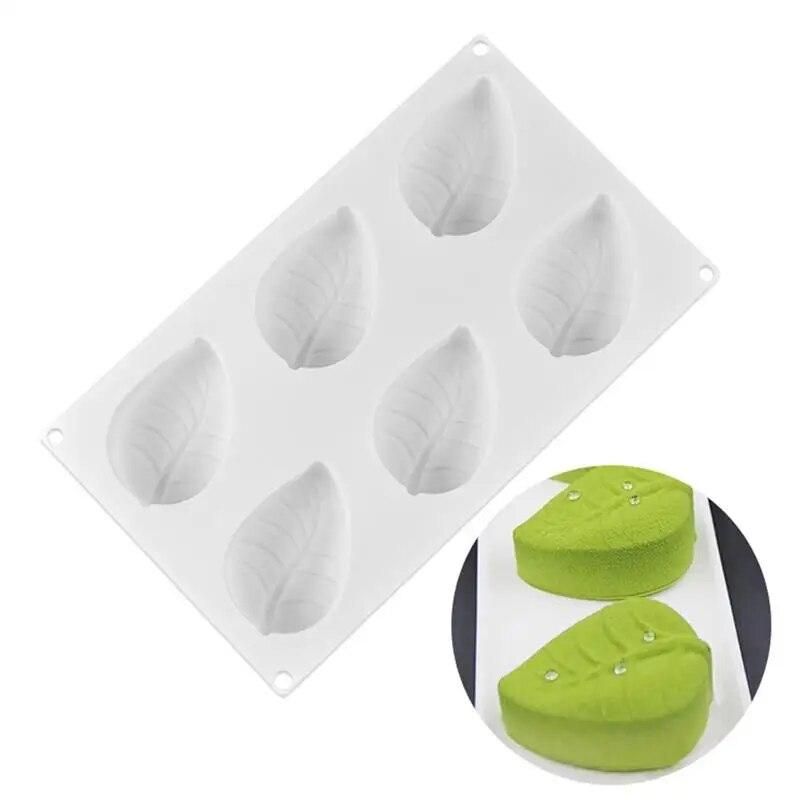 Cake Mold 6 Cavities DIY 3D Leaves shape Silicone Chocolate Mold Baking Tools Non-stick DIY Cake Mold Cake Decorating
