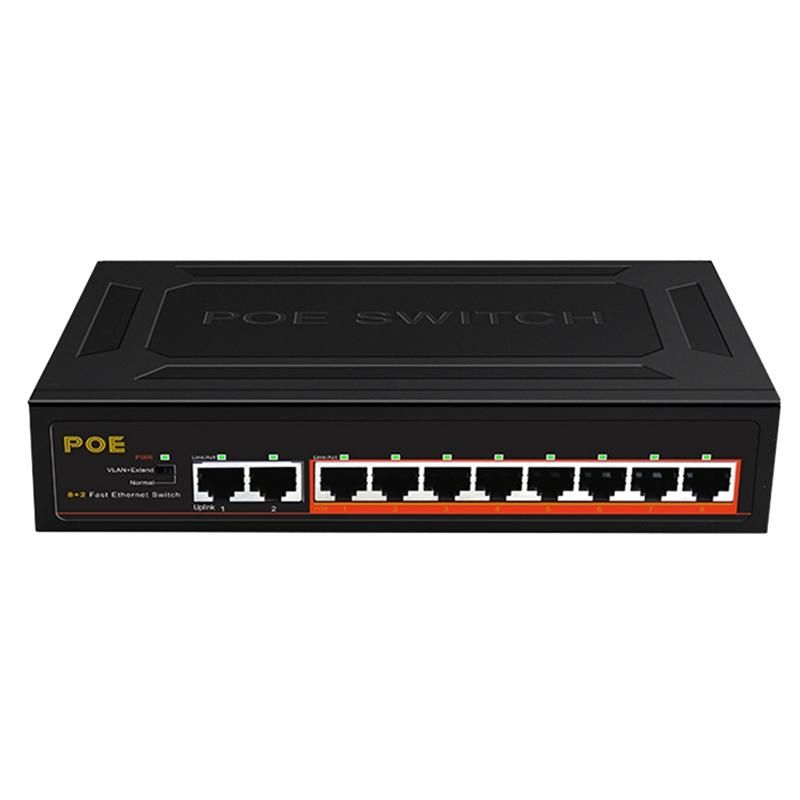10 Ports POE Switch 100Mbps Ethernet Smart Switch 8 PoE+2
