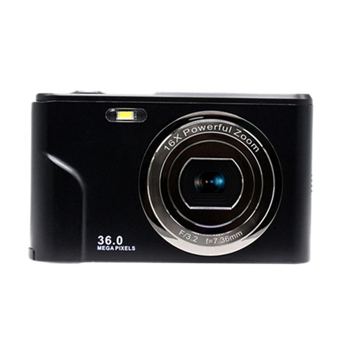 Portable Recorder Selfie Camera 36MP 16X Digital Black