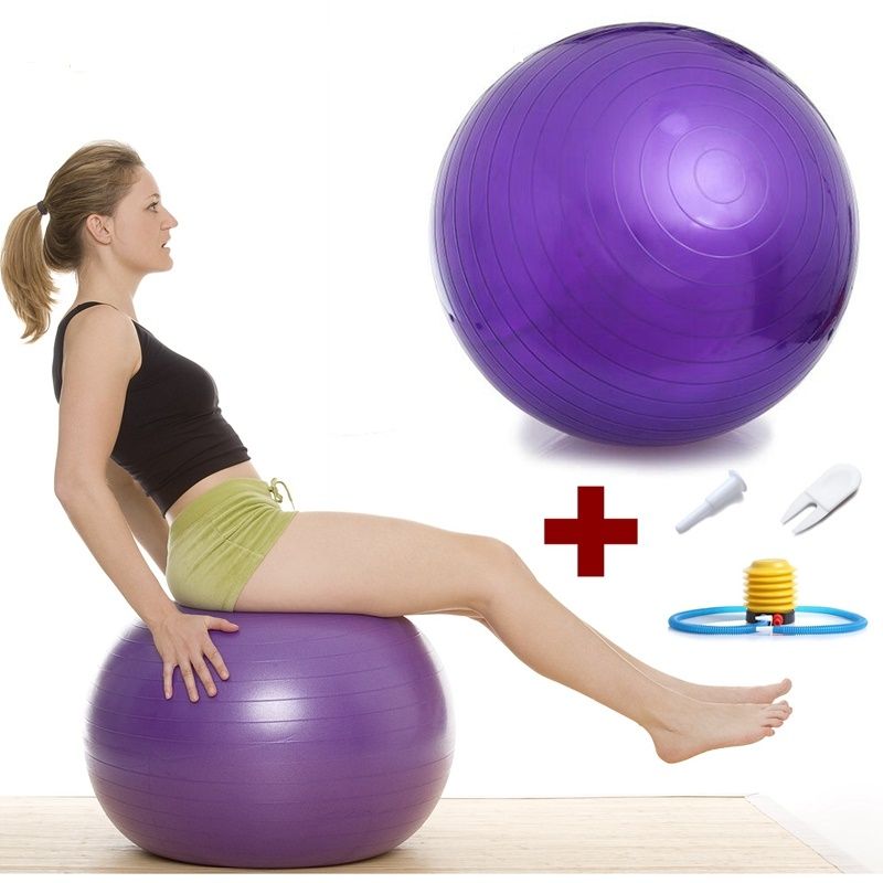 75cm Big Advanced Sports Yoga Ball + Gonfleur - Purple