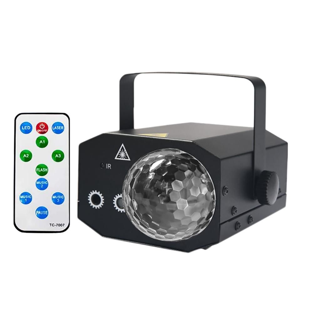 Party Light LED Crystal Magic Ball Light Sound Controlled Remote Control Projection Effect Suitable for Karaoke EU Plug