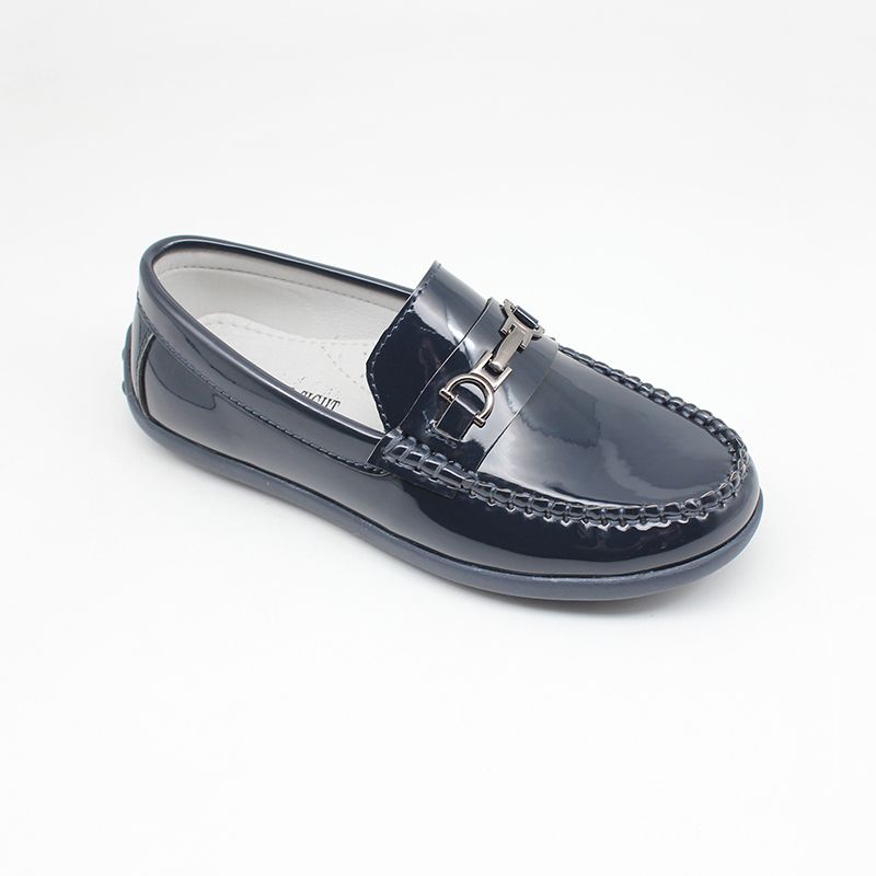 Children Boys Moccasins Buckle Penny Loafers-Navy