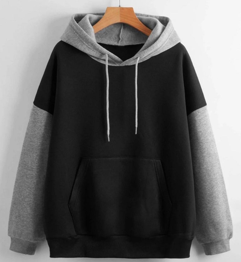 Classic Black & Ash Contrast Colour Hoodie