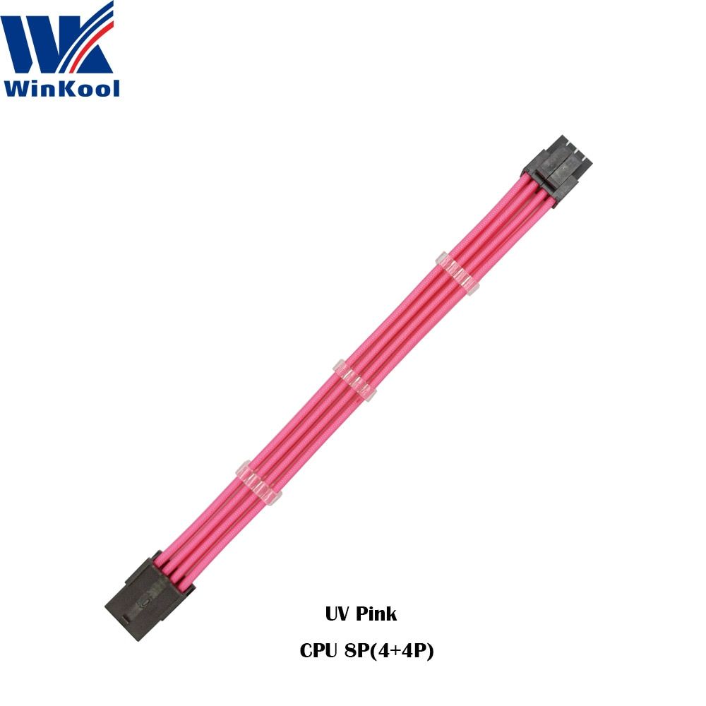 WinKool ATX EPS CPU 8PIN Female To Male 4+4Pin 18AWG PSU Sleeved Extension Power Cord / Cable With White Black Sleeving