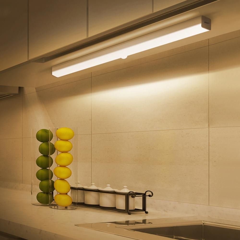 USB Rechargeable Motion Sensor Kitchen Cabinet Lamp Magnetic  LED Light Bar Closet Wardrobe Wall Lighting Portable Night Light--Warm