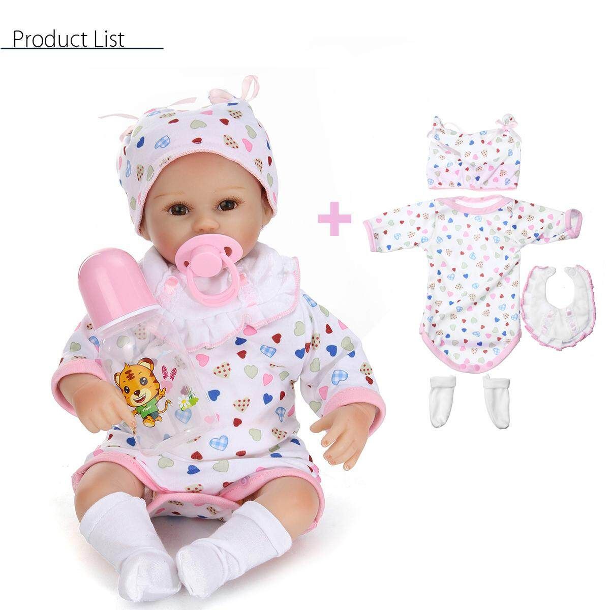17'' Handmade Cotton Reborn Newborn Baby Girl Doll+Clothes
