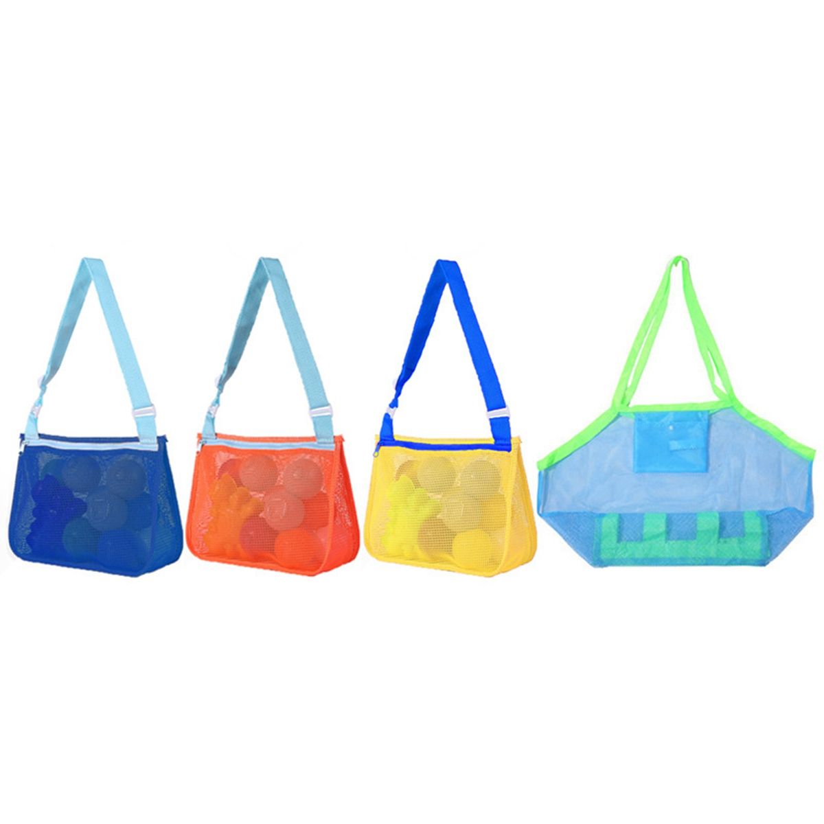 4 Pcs Beach Toys Shell Bags, Beach Bag ,Mesh Beach Bags