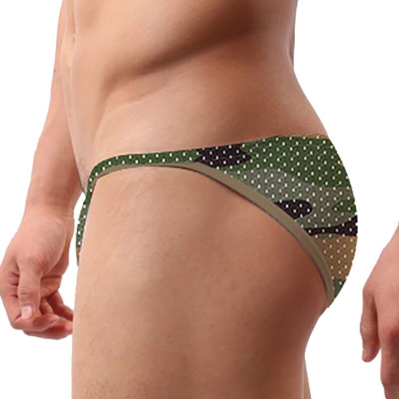 Sexy Underwear Men Briefs  Men Underwear Mesh Breathable Male Panties Men's Cotton Underpant Jockstrap AD312(#Green)