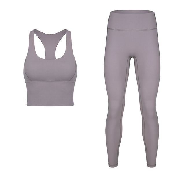 Padded Sports Bra High Waist Leggings Yoga Set 2 Pink_XS
