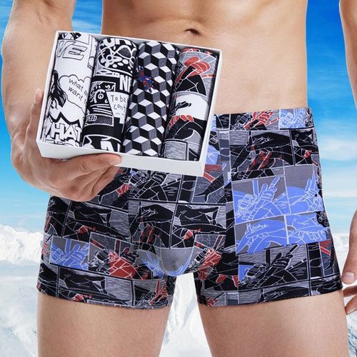 4-in-1 Men's Ice Silk Underpants Modal Breathable Boxer Color Shorts