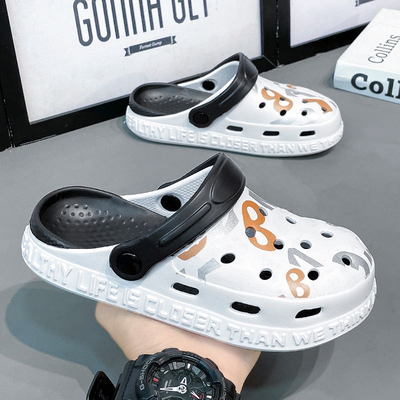 Kids Casual Shoes Unisex Sandals Clogs Mixed Color Letters Rubber Slippers Children Beach Shoes
