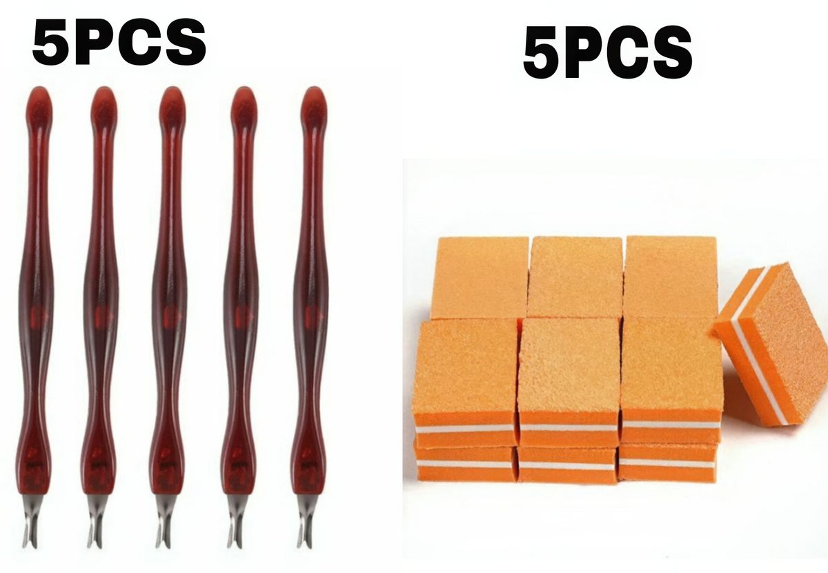 2in1 Nail Tools (Cuticle Trimmer 5Pcs + Nail Buffer 5Pcs)