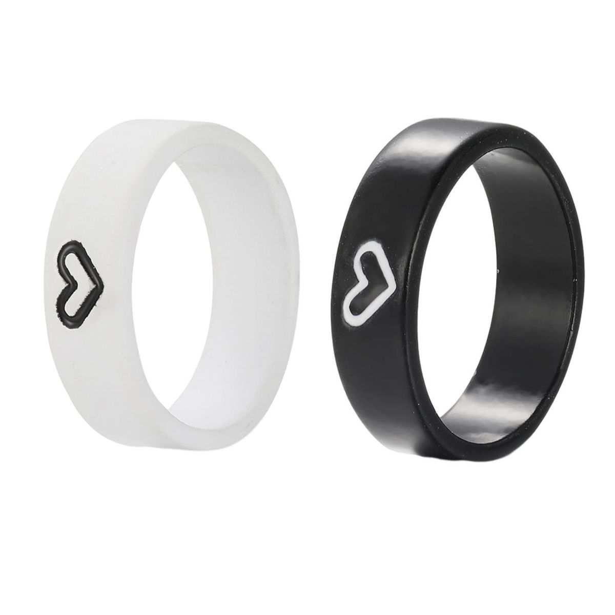 1 Pair Couple Rings Lover Heart-shaped Finger Rings