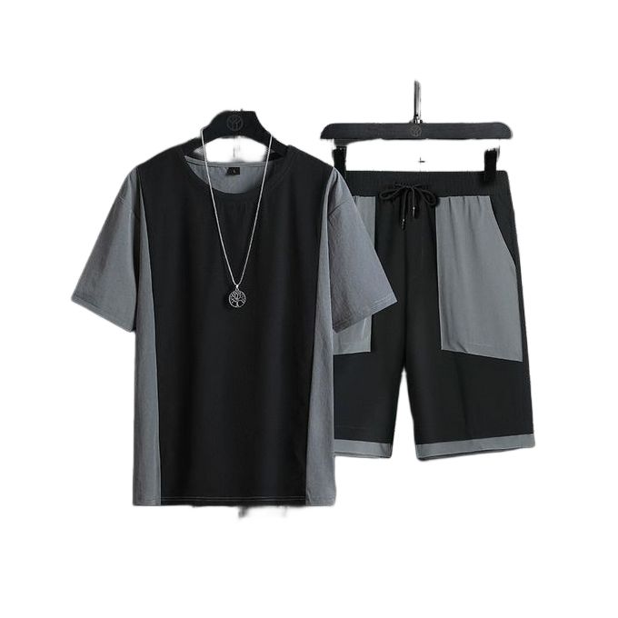 Solid Up & Down Short Sports & Casual  - Black & Grey