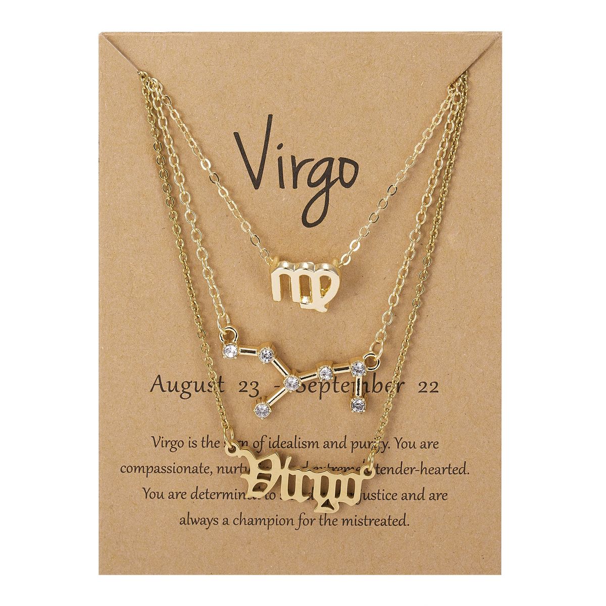 Zodiac Symbol Starry Sky Pendant Necklace Virgo Gold