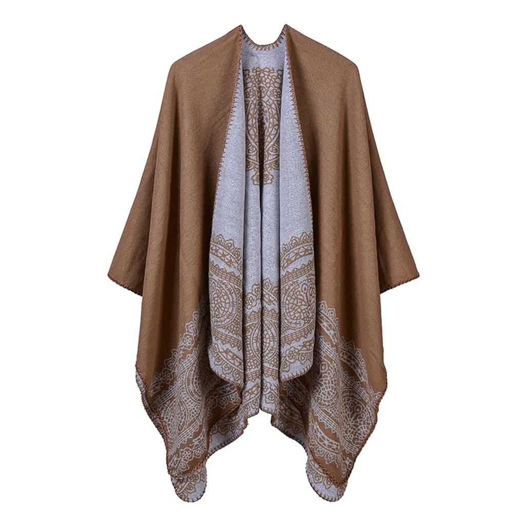 Womens Shawl Wrap Scarf Poncho Cape Winter Swing Cardigan Coffee