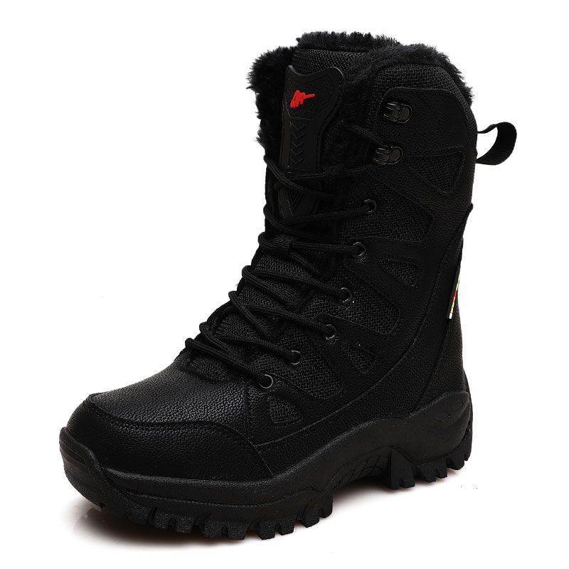 Men's Ary Boot Combat Mens Ankle Boot Tactical  Boot Male Shoes Work-Black Plush
