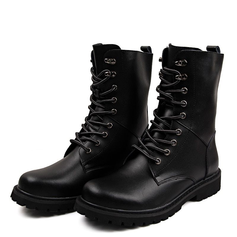Ary Tactical Ankle Boots Men Outdoor Leather Winter Fur Warm Man Boots Us-Black Shoes