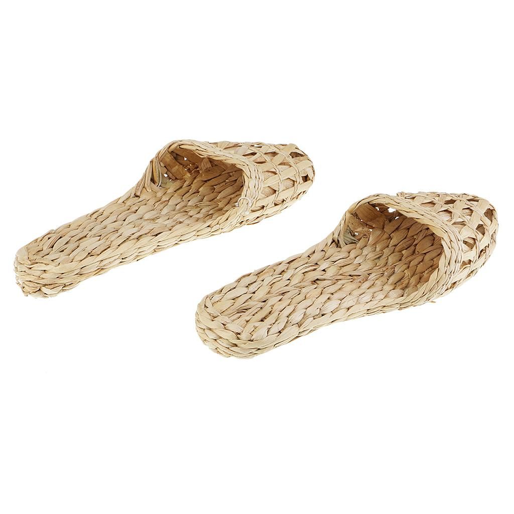 Pair Of Hand Knitted Straw Rattan Slippers Good Breathability  Size 39