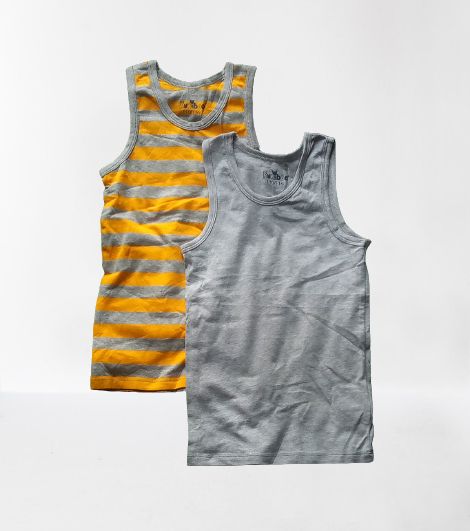 KUNIBOO Boy's 2 Pack Ribbed Neck Soft Cotton Vest