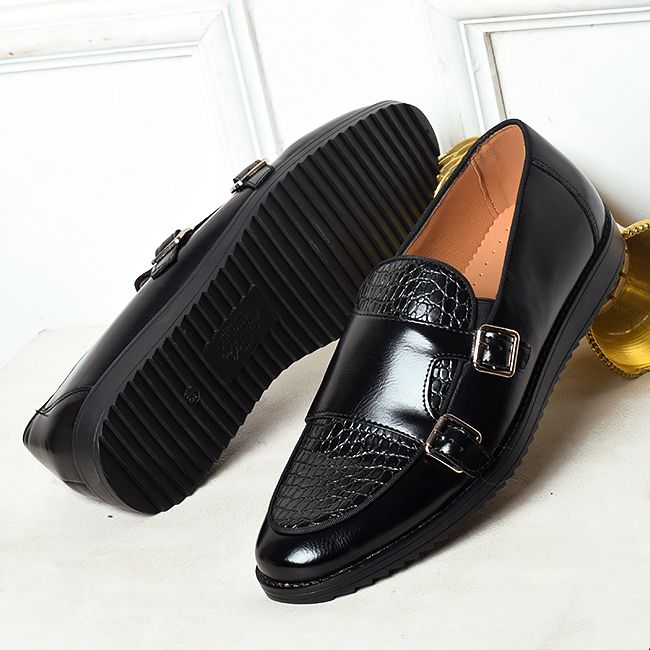 DOUBLE BUKKLE CRACK DESIGNERS SHOE BLACK