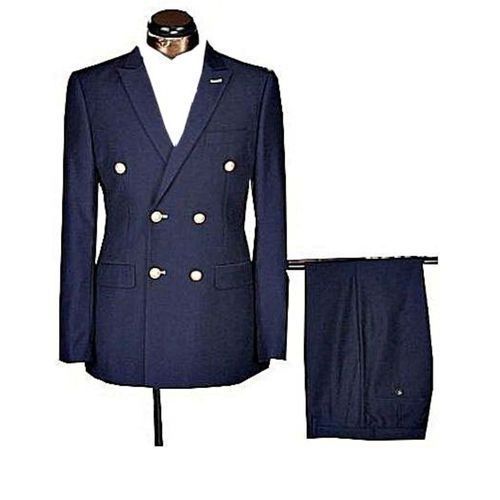 Mens Double Breasted Suit - Navy Blue