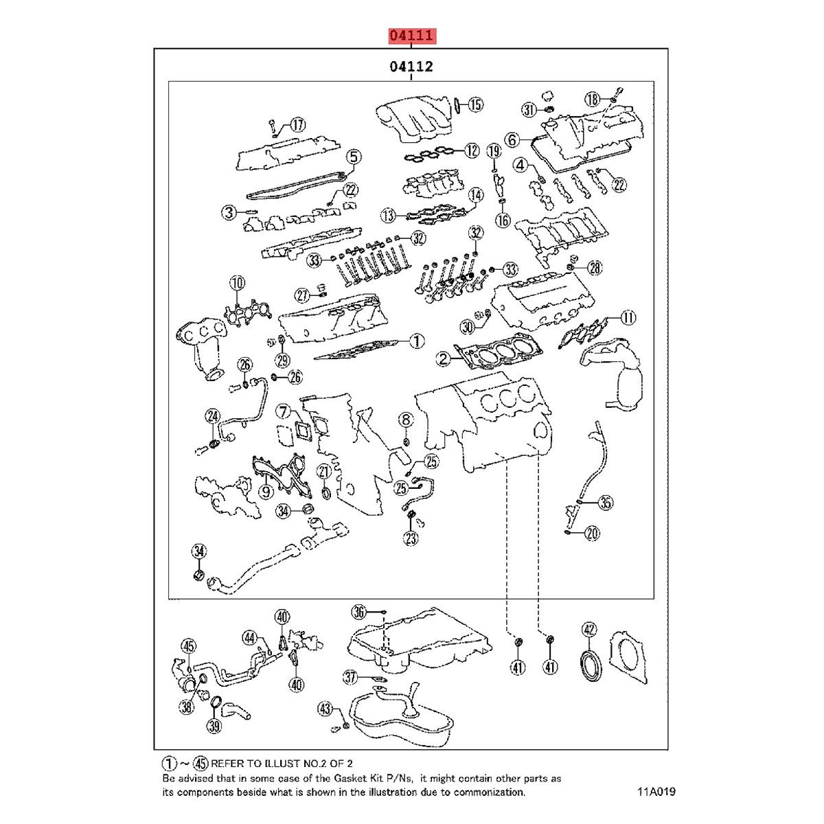 04111-36040 Engine Full Gasket Set for Venza Sienna 2.7L