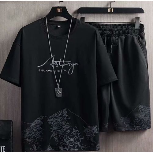 Printed Summer Trend Short-sleeved T-shirt Suit Men's Summer Ice Feeling