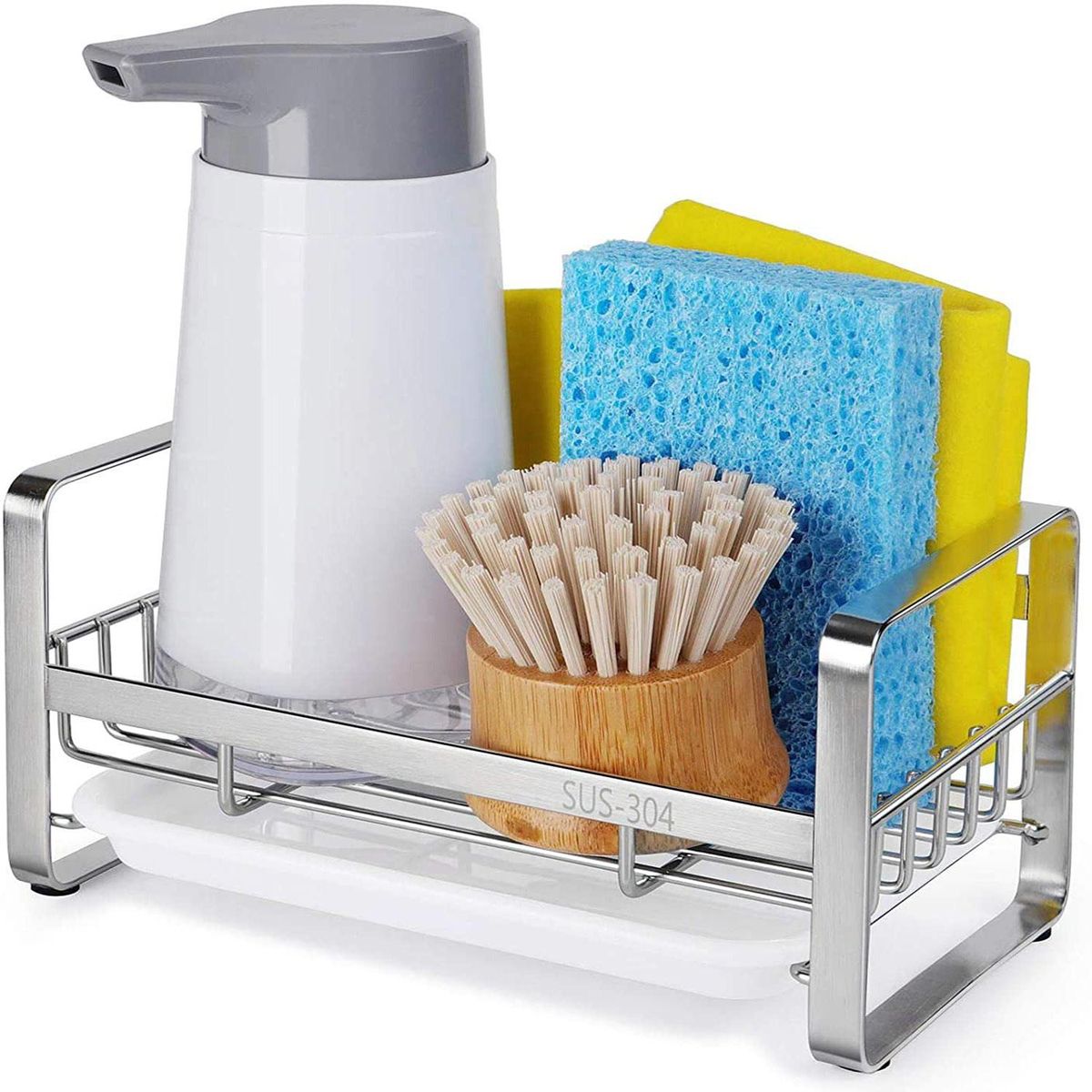Sink rag rack kitchen utensils rack wash cloth hanger faucet storage rack stainless steel silver