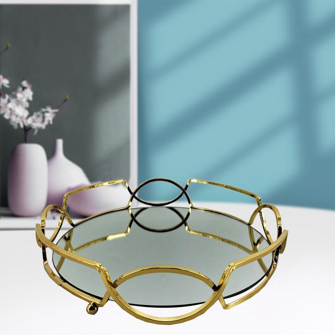 Noble Mirrored Tray Fruit Serving Tray  Organizer Holder Display