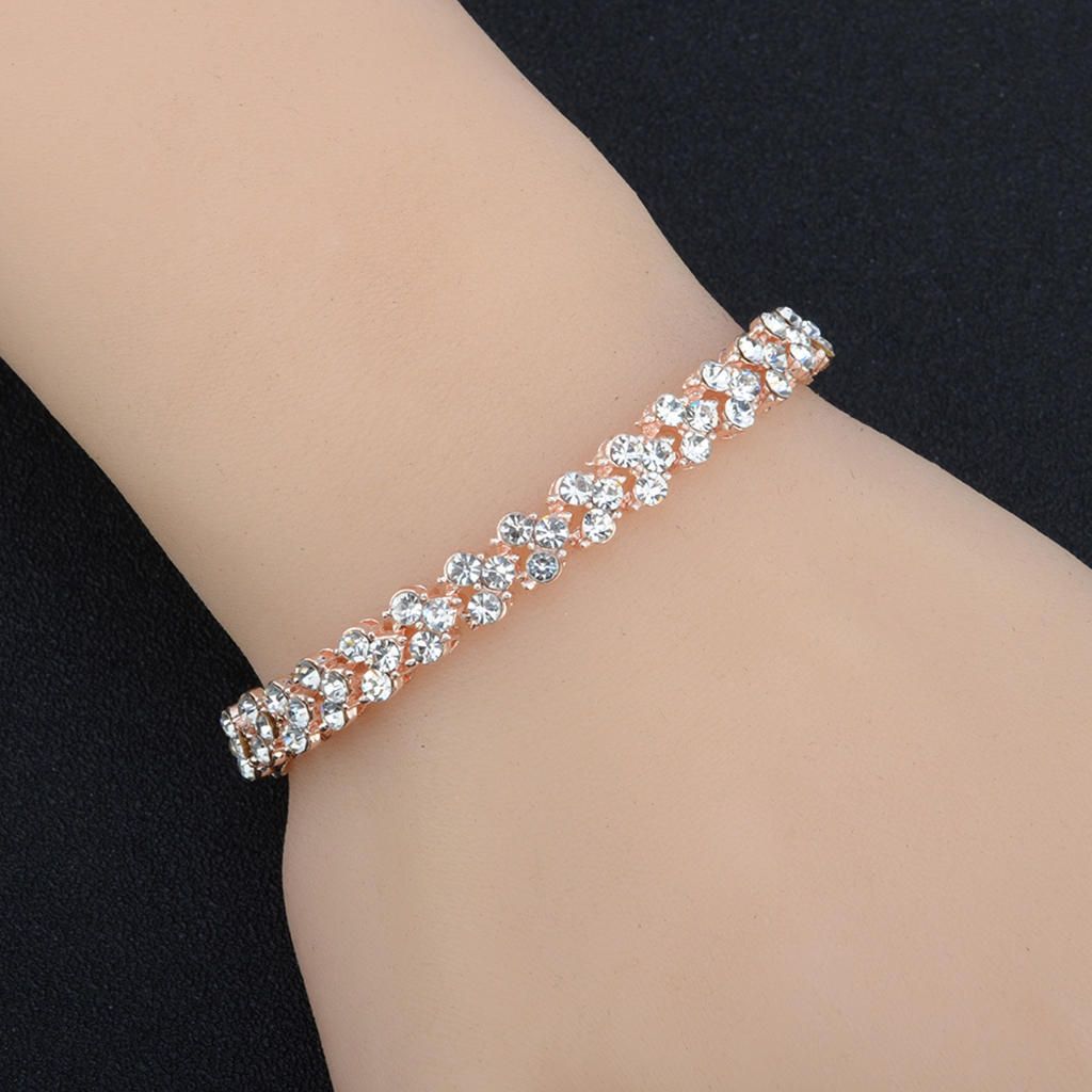 Charm Crystal Bracelet Vintage Elegant For Anniversary Ladies Golden