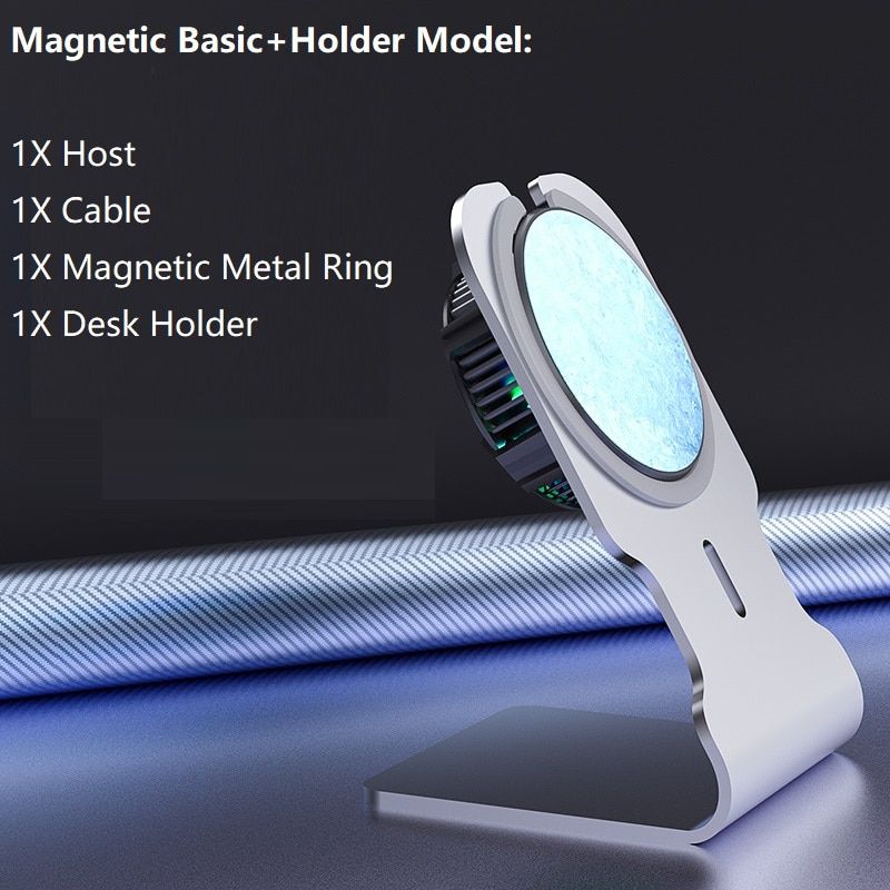 X13 Magnetic Phone Radiator Wireless Charger Cooling Fan Holder Game Console Live Cooler RGB Fan TYPE-C For  Android