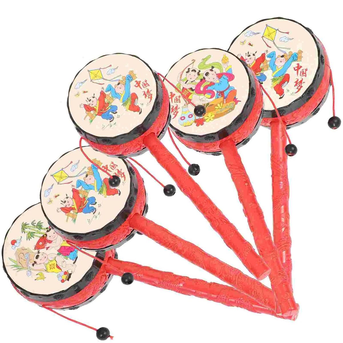 5 Pcs Rocking Drum Child Musical Instruments Children Plastic Portable Baby