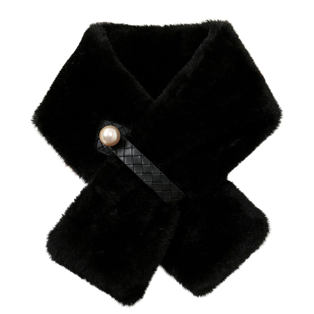 Furry Scarf Wrap Winter Thickened Double-sided Furry Scarf Wrap Black