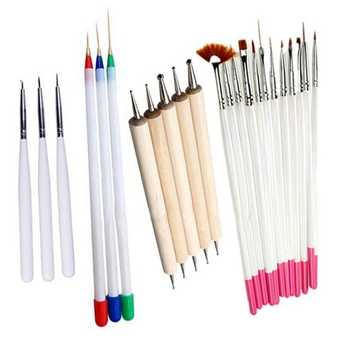 23 Pcs Nail Art Polish Painting Draw Pens Brush Tips Tools-