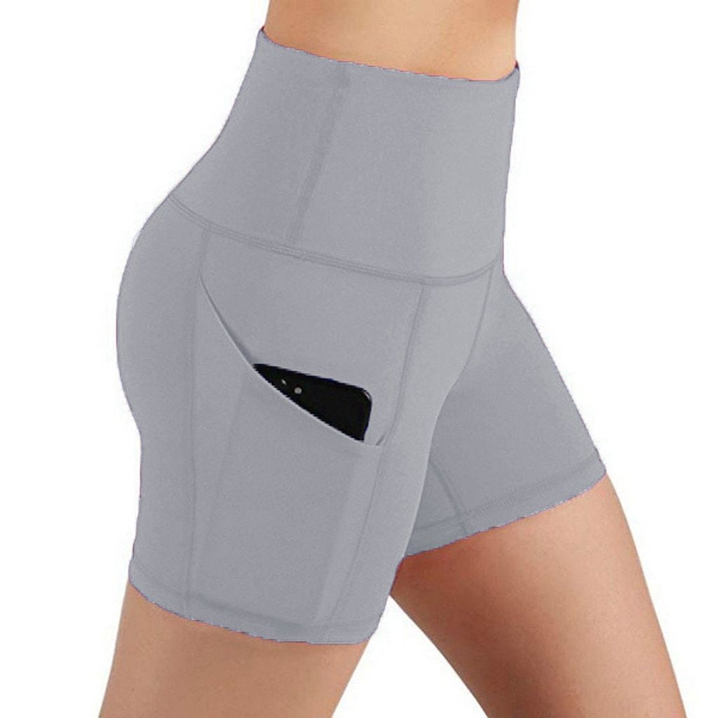 штаны Sexy Leggins Mujer Lady Solid Pocket High-waist Hip Stretch Underpants Running Fitness Yoga Shorts Seamless Leggings  5S