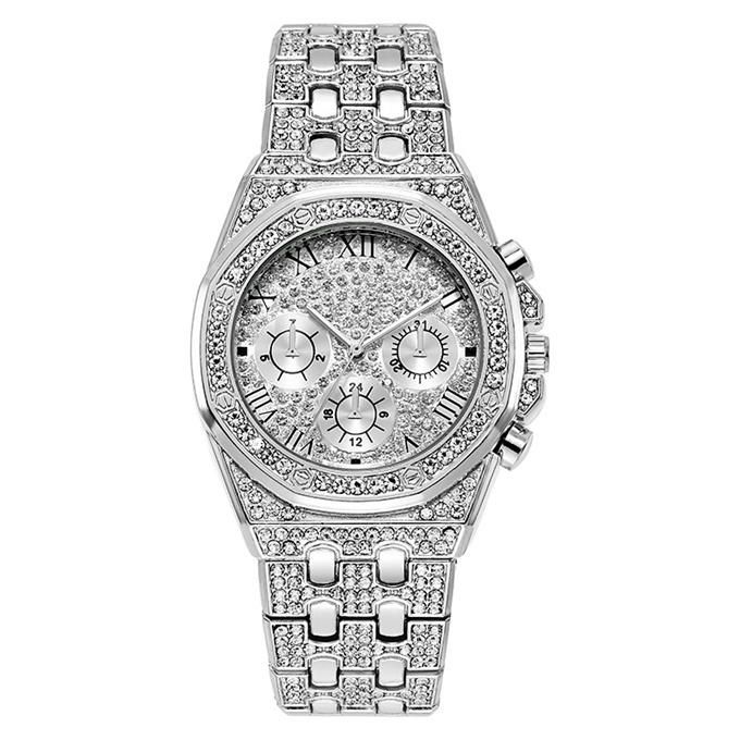 New silver watches for men and women, diamond watches, Roman numeral dial watches
