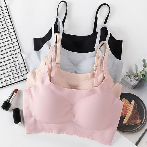 4 In 1 Seamless Bra Wireless Plus Size Ice Silk Padded Top Sexy Women Bralet