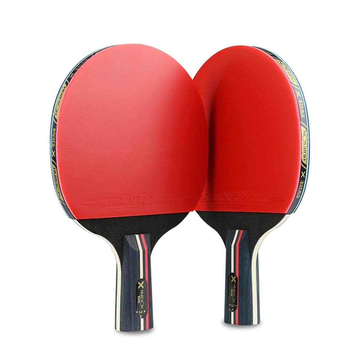 Pair Of 3 Stars Table Tennis Racket Ping Pong Bat W/ 3 Balls + Carrying Bags Set # 2 Straight Racket 2 Straight Shots