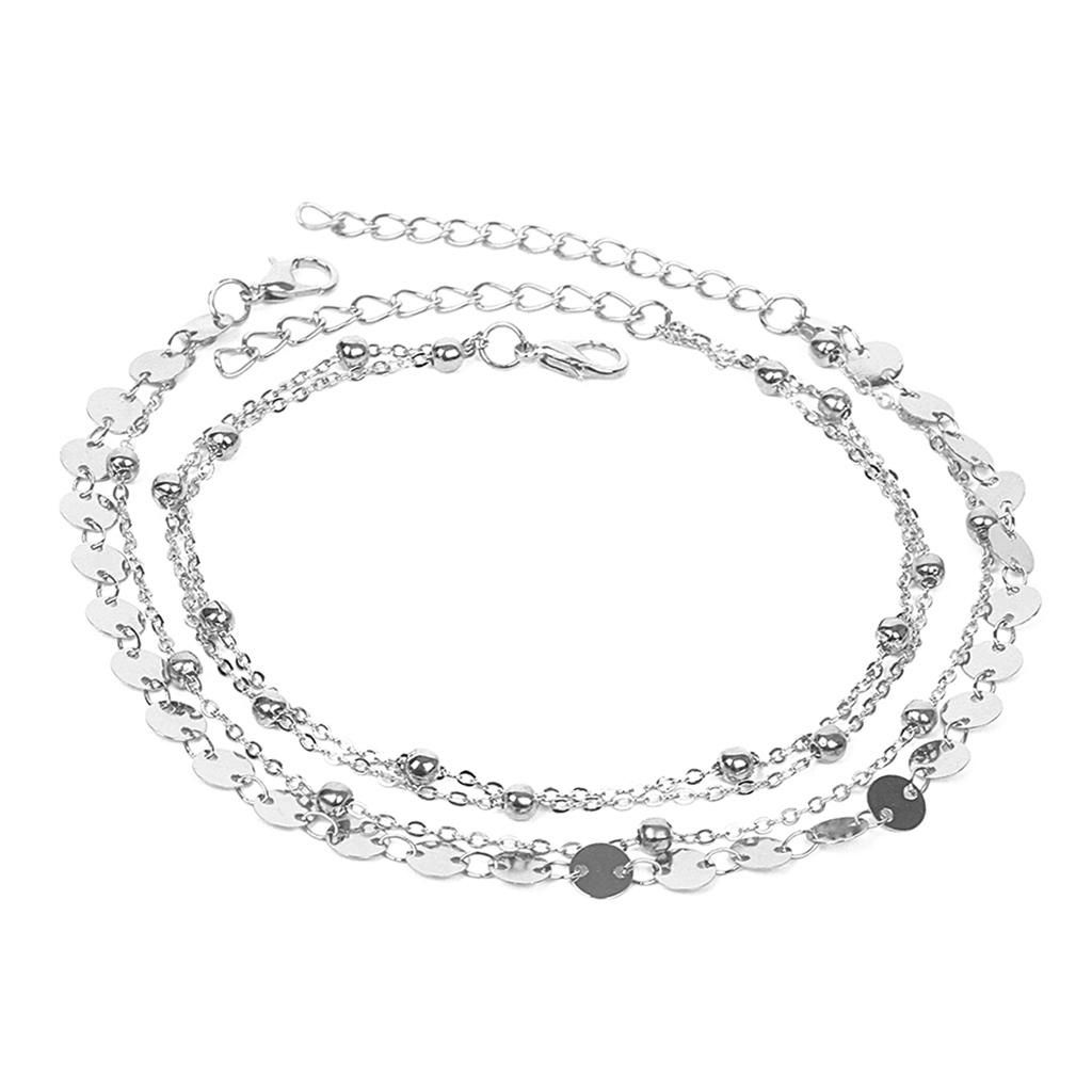 2 Pieces Coin Sequin Anklet Chain Ankle Bracelet Barefoot