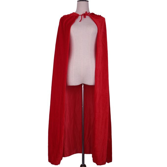 Adult Velvet Hooded Cape Gothic Devil Cloak Medieval Witch Costume Red