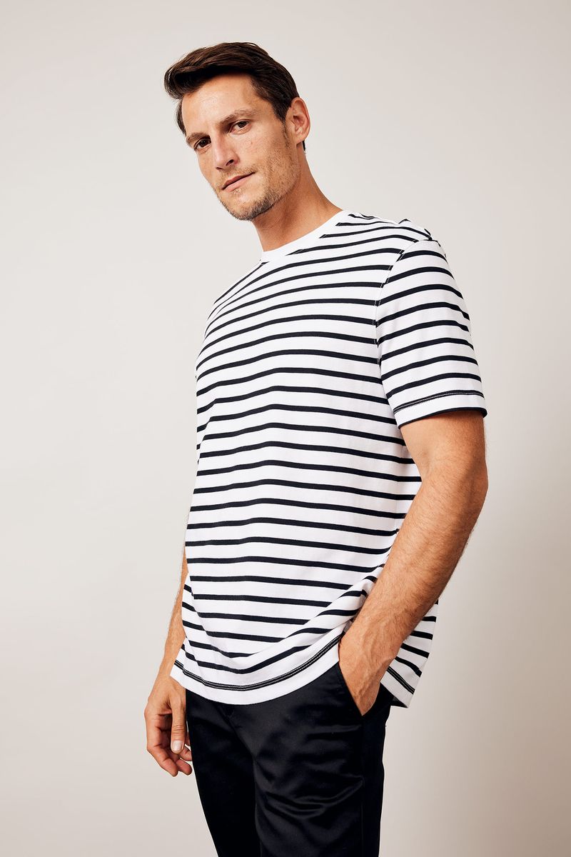 Man Smart Casual Regular Fit Crew Neck Short Sleeve Knitted T-Shirt - Indigo