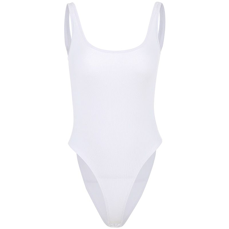 Summer White Sleeveless Bodysuit Women Vest Casual Romper Body Suit Female Bodycon Elegant Backless Bodies Ladies Top(#White)
