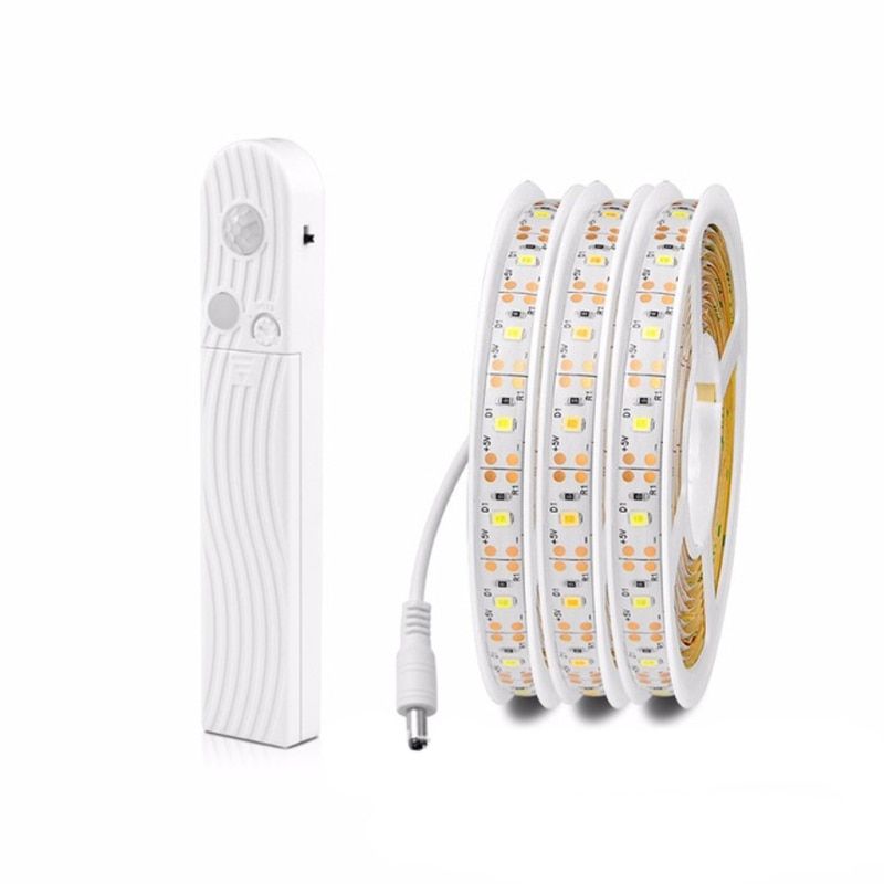LED Under Cabinet Light LED Strip Led Lamp With Wireless PIR Motion Sensor USB Port Light Kitchen Stairs Wardrobe Bed Side Light-Warm White-white-1m-