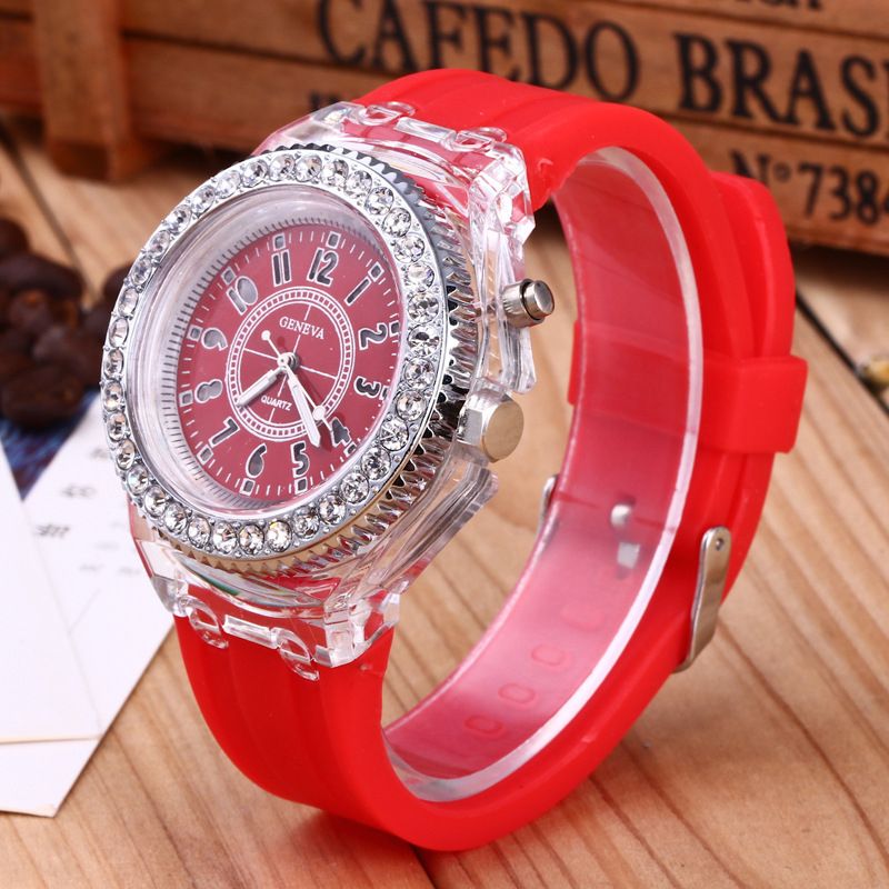 New Children Watches Luminous Led Light Wristwatch-Red